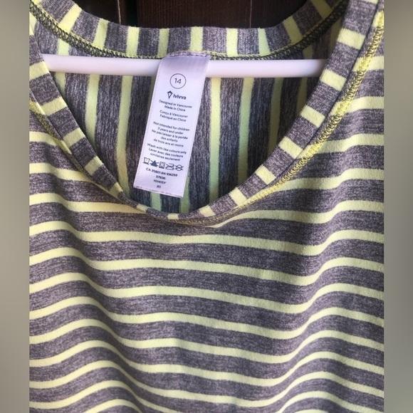 Ivivva Lululemon Athletica Girl’s Size 14 Striped Curved Hem Tank Top - Picture 3 of 9